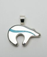 Earl Plummer Sterling Silver Trail Bear pendant - turquoise inlay