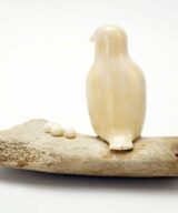 Vintage Eskimo Scrimshaw Owl on Bone Base