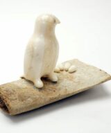 Buy Vintage Eskimo Scrimshaw Owl on Bone Base