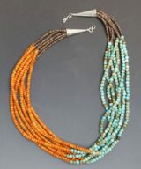 Deanna Tenorio Seven Strand Turquoise-Apple Coral Necklace