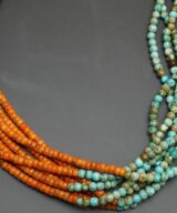 Deanna Tenorio Seven Strand Turquoise-Apple Coral Necklace