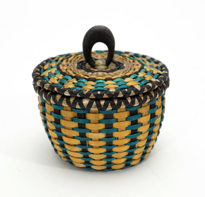 Sarah Sockbeson Teal Gold Mini Urchin Basket