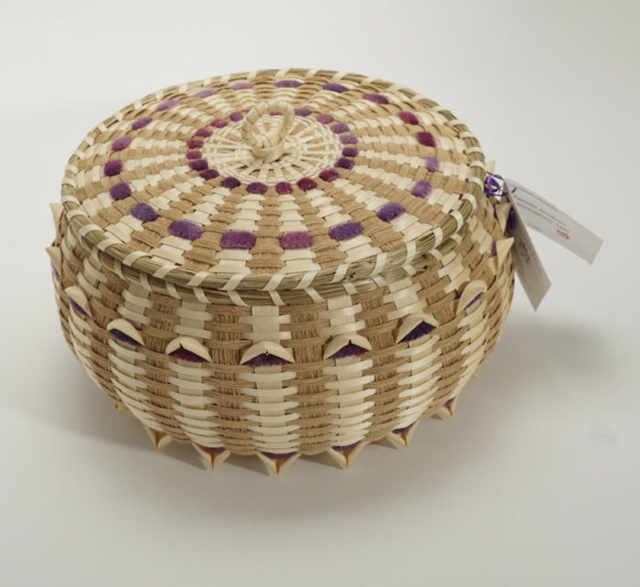 wool basket round, sewing basket, made from bamboo weaving