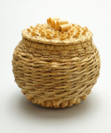 Clara Keezer Passamaquoddy Basket Natural Ash Braided Sweetgrass