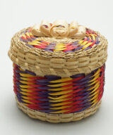 Passamaquoddy Clara Keezer 4 inch multi-color basket Native American Art