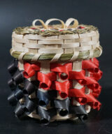 Kenny Keezer Passamaquoddy Red and Black Curl Basket ME00610a-1