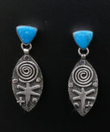 Alex Sanchez Navajo/Zuni Native American Jewelry Turquoise Earrings