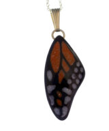 Kevin Pourier Lakota Buffalo Horn Orange Monarch Necklace