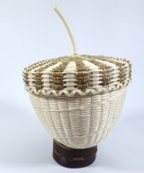 Eric Otter Bacon Passamaquoddy 4 inch Fine Weave Black Ash Acorn Basket