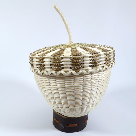 Eric Otter Bacon Passamaquoddy 4 inch Fine Weave Black Ash Acorn Basket