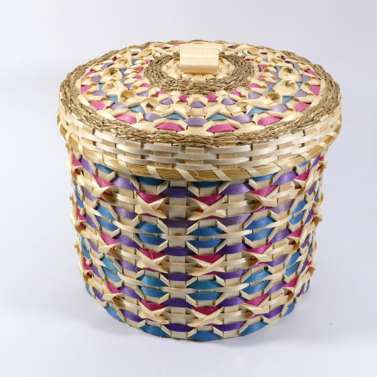 Passamaquoddy Rocky Keezer Multicolored Basket Wabanaki