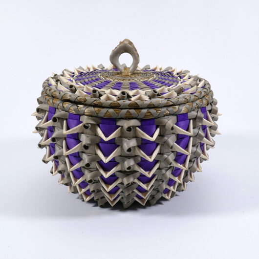Sarah Sockbeson Medium Purple Urchin Basket Penobscot Wabanaki