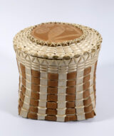 Wabanaki Black Ash Incised Birch Bark Basket Passamaquoddy ME00742-1