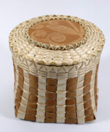 Wabanaki Black Ash Incised Birch Bark Basket Passamaquoddy ME00742-3