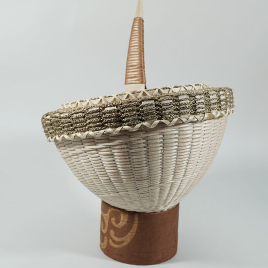 Eric Otter Bacon Passamaquoddy Ash Sweetgrass and Birch Bark Acorn Basket