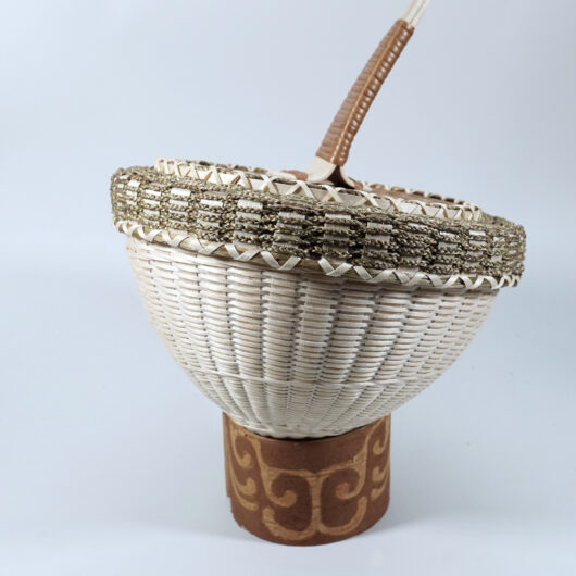 Eric Otter Bacon Passamaquoddy Ash Sweetgrass and Birch Bark Acorn Basket